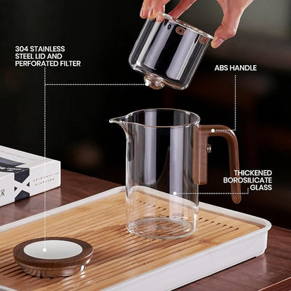 MACTANO Enchant Series Glass Magic Teapot with Magnetic Infuser, Modern Personal Tea Pot for Loose Leaf Tea Visual Brewing Easy Clean - 20.12 oz