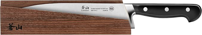 Cangshan TV2 Series 1022735 Swedish 14C28N Steel Forged 8-Inch Chef Knife and Wood Sheath Set