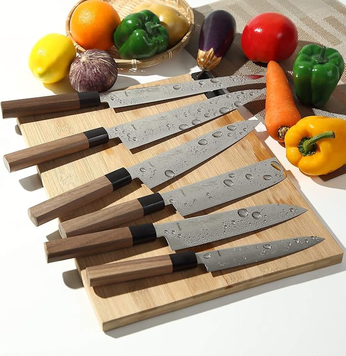 Japanese Multi Purpose Chef Knife Damascus ZA18 69 Layer Octagonal Walnut Handle, Santoku 7-inch (180mm)