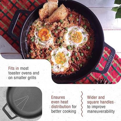 Victoria Cast Iron Round Skillet with Double Loop Handles, Made in Colombia, 10 Inches