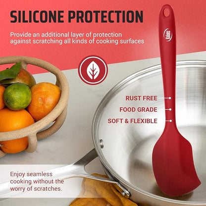Kaluns Silicone Kitchen Utensils Set 24 Pcs Cooking Utensils Set - Can Opener, Masher, Turner, Spatula 446°F Heat Resistant Non-Stick - Premium Silicone and Stainless Steel Utensil Set