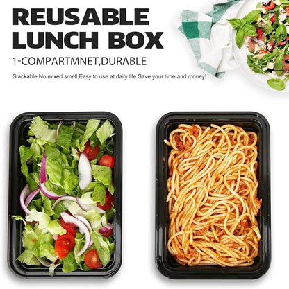AIFUSI 50 Pack Meal Prep Container, Disposable Lunch Box, Food Storage Washable Containers with Lids, Reusable Plastic Bento Box Microwave/Dishwasher/Freezer Safe (750ML/ 26 OZ)