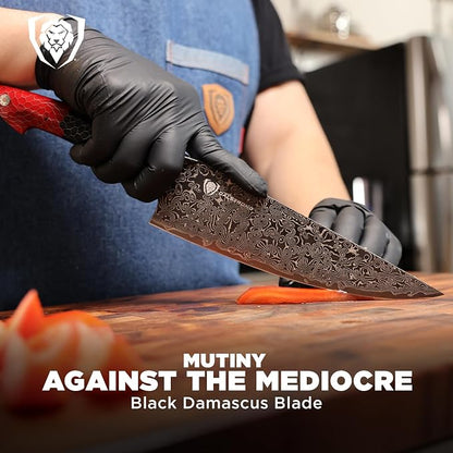 Dalstrong Chef Knife - 8 inch Blade - AUS-12V Exclusive Japanese Steel - Black Damascus Full Tang - Honeycomb Handle - Chef's Knife - Scorpion Series - Razor Sharp Kitchen - Leather Sheath