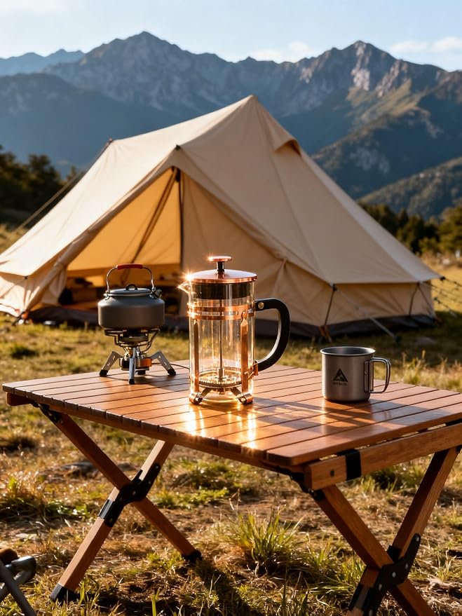 34oz French Press Coffee Maker, Thickened Borosilicate Glass & 304 Stainless Steel Double Mesh Filter. Cold Brew & Tea Brewer for Travel Camping, Kitchen Decor, Bar Accessories Gift (Copper)