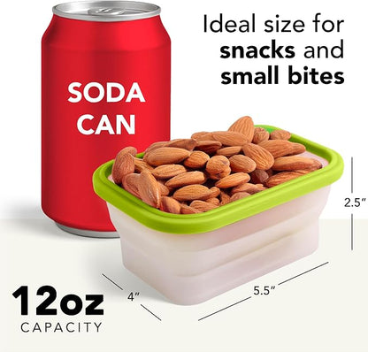 ECOBERI Collapsible Food Storage Containers, Silicone Small 8 Piece 12 oz Set, BPA-Free Food Storage with Airtight Lids, Space-Saving Lunch Containers, Freezer and Dishwasher Safe