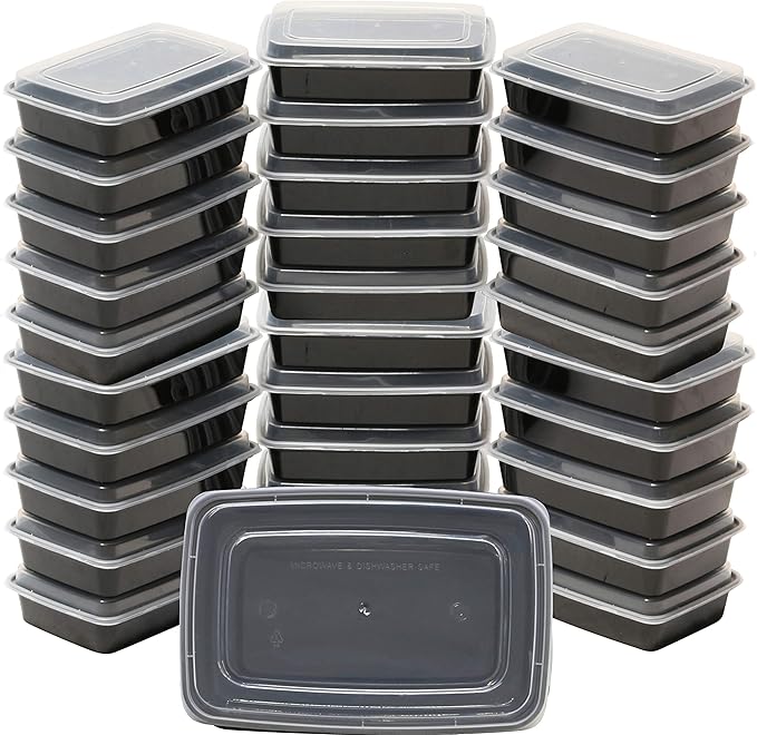 Simple Houseware 32 Pack 28 oz 1-Compartment Reusable Meal Prep Container, BPA-Free Stackable Bento Box - Microwave, Freezer & Dishwasher Safe