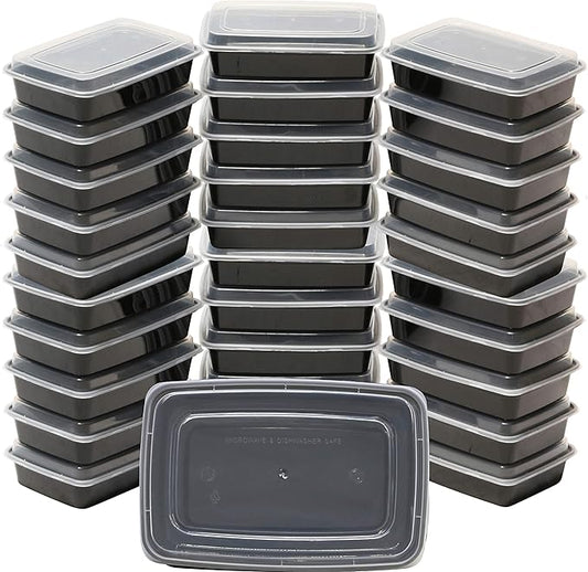 Simple Houseware 32 Pack 28 oz 1-Compartment Reusable Meal Prep Container, BPA-Free Stackable Bento Box - Microwave, Freezer & Dishwasher Safe
