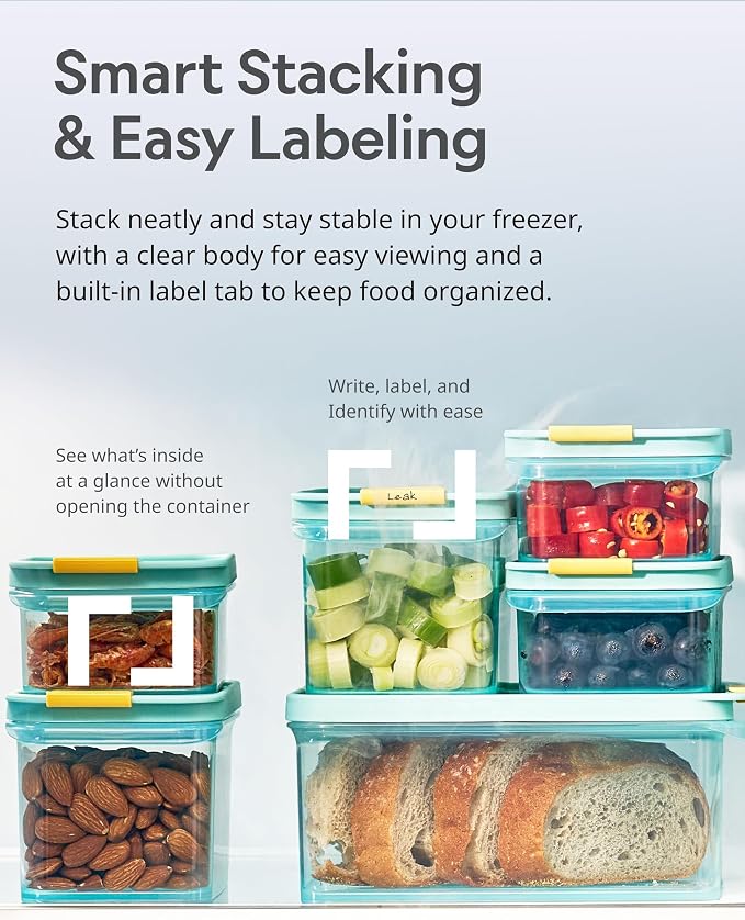 LocknLock Freezer Fit Plastic Freezer Containers | Airtight Stackable Food Storage for Meal Prep | Microwave & Dishwasher Safe | BPA Free Freezer Container with Lid, 1.65L