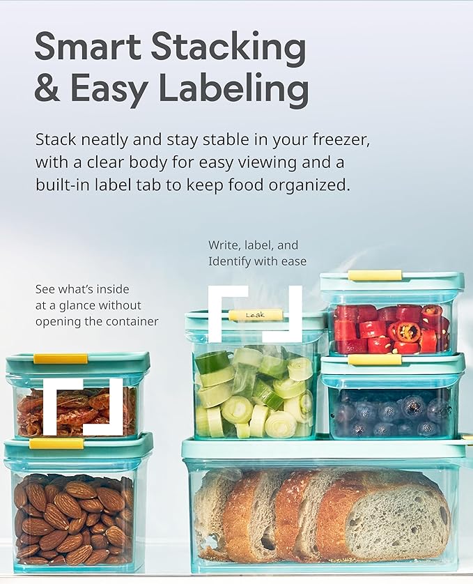 LocknLock Freezer Fit Plastic Freezer Containers | Airtight Stackable Food Storage for Meal Prep | Microwave & Dishwasher Safe | BPA Free Freezer Container with Lid, 750ml