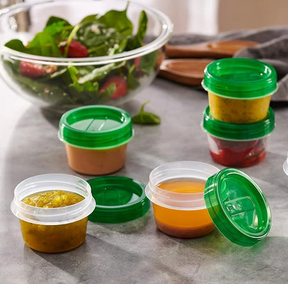 PLASTICPRO 6 Pack Twist Cap Food Storage Containers with Green Screw on Lid- 4 oz Reusable Meal Prep Containers - Small Freezer Containers Microwave Safe Green Plastic Food Storage