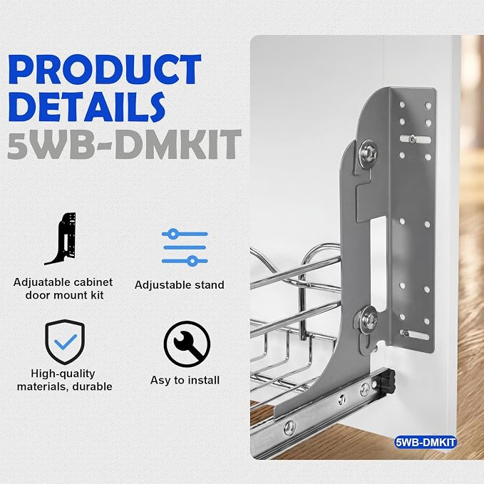 Cabinet Door Mount Kit Heavy Duty Metal Frame Set for Kitchen Base Cabinet Organizers, Waste Trash Containers, Pullout Storage Shelves and Drawers