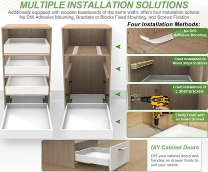 MyLifeUNIT Wooden Pull Out Drawers for Cabinets, 20"W Fully Assembled Pull-Out Cabinet Organizer Shelves, Soft Close Slide Out Drawer for Kitchen Cabinet