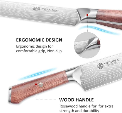 YOTSUBA 9 Inch Japanese Chef Knife, Razor Sharp Professional Kitchen Knife, High Carbon Stainless Steel with Ergonomic Wood Handle, Premium Gift Box for Home Cooking and Gifting