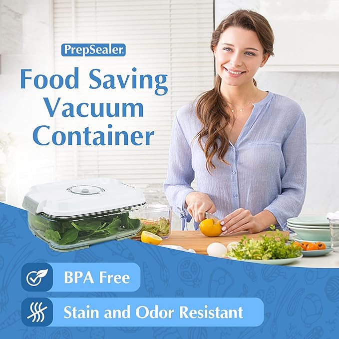 PrepSealer Food Saving Airtight Meal Prep BPA-free Tritan Vacuum Container (1.4L) - Pump not Included
