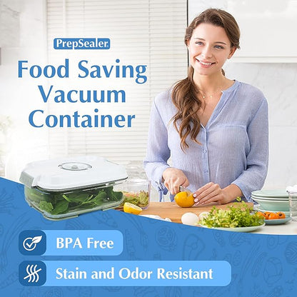 PrepSealer Food Saving Airtight Meal Prep BPA-free Tritan Vacuum Container (1.4L) - Pump not Included