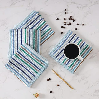 Oeleky Kitchen Dishcloths for Washing Dishes, Ultra Absorbent Dish Rags, Cotton Cleaning Cloths Pack of 8, 12x12 Inches