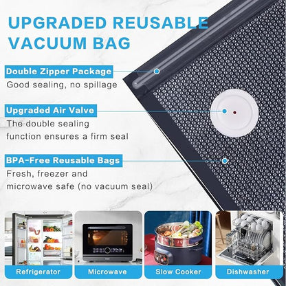Handheld Vacuum Sealer for Food Powerful Vacuum Sealer Machine,Seal Meal Saver,Portable Food Sealer (Sealer + 2 Glass Vacuum Containers + 30 Reusable Bags)