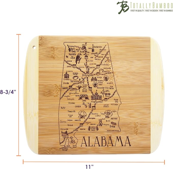 Totally Bamboo A Slice of Life Alabama State Serving and Cutting Board, 11" x 8.75"
