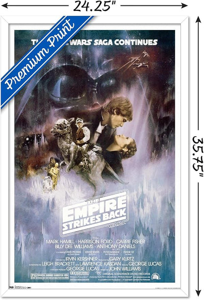 Trends International Star Wars: The Empire Strikes Back - The Saga Continues One Sheet Wall Poster, 22.375" x 34", White Framed Version