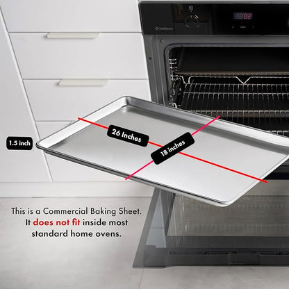 New Star Foodservice Commercial-Grade 18-Gauge Aluminum Sheet Pan/Bun Pan, Full Size XL (18 x 26 x 1 in)