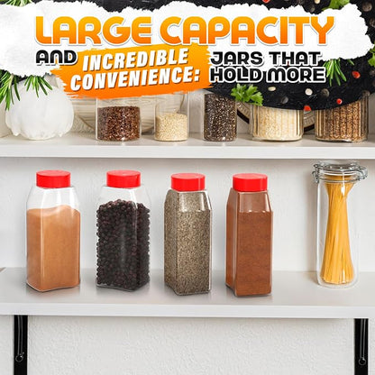 2Pcs Large Seasoning Containers with Wide Mouth for Easy Filling – 32 Oz Spice Containers with Dual Shake Airtight Lids for Spices | Transparent Seasoning Shaker, Durable & Odor-Resistant Spice Shaker