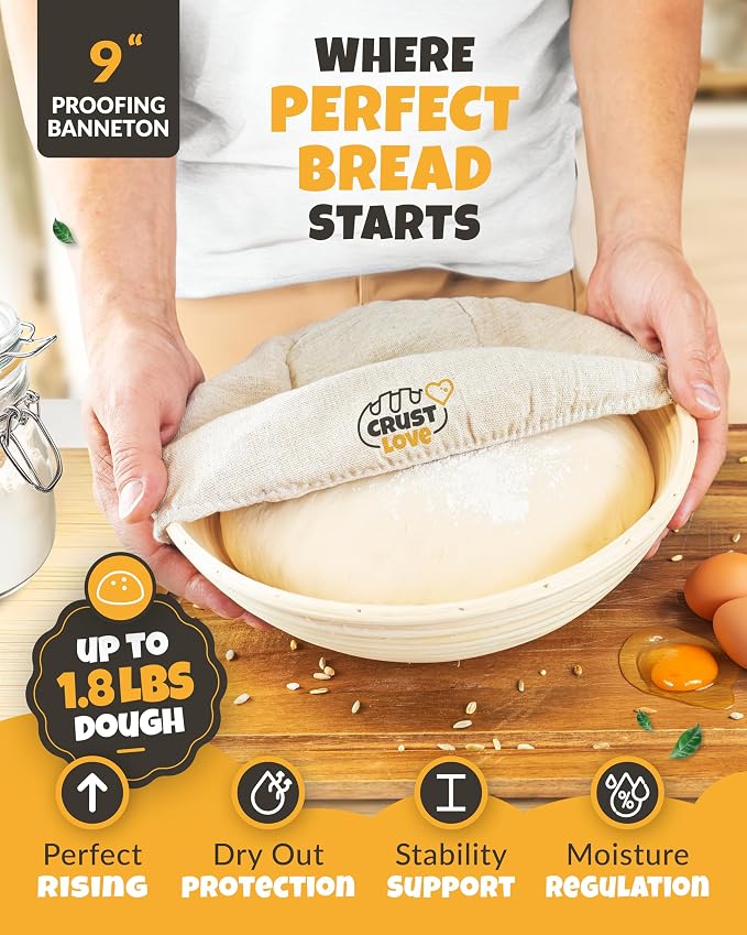 CRUSTLOVE Dutch Oven Bread Baking - 5QT Enamel Bread-Dome - incl Sourdough Bread-Baking Suppliers like Dough Whisk Scoring Lame etc Bread-Oven Cast Iron for Sour dough Bread-Pan with Lid, Bread-making