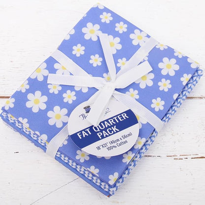 Threadart Exclusive 5 Fat Quarter Bundles - Blue Confetti Brights Collection 100% Cotton Fabric - Premium 100% Cotton Quilting Fabric - No Duplicates - Full Size Fat Quarters 18"x21" - Blue