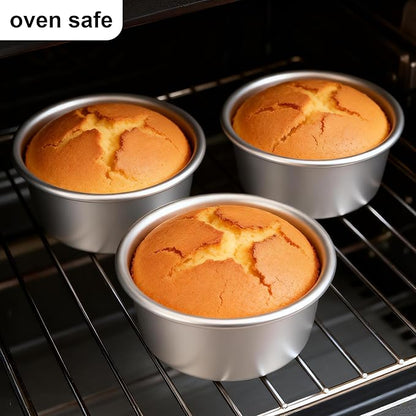 AWTBDP 4 Inch Round Cake Pan Set of 8, Nonstick Aluminum Baking Pans with 100 Sheets Parchment Paper, Easy Pop Out Removable Bottom Cake Pans for Mini Cheesecakes, Dessert, Pizzas and Quiches