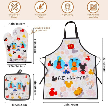 Wooden Spoons for Cooking,Cartoon Bamboo Spoons Utensils Set Kitchen Decoration with Apron Oven Mitt Potholder,Best Birthday Gifts,8PCS Cute Anniversary Present for Women Friends