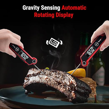 TempPro TP620 Instant Read Meat Thermometer Digital, Cooking Thermometer with Large Auto-Rotating LCD Display, Waterproof Food Thermometer Digital for Kitchen, BBQ, or Grill (Previously ThermoPro)