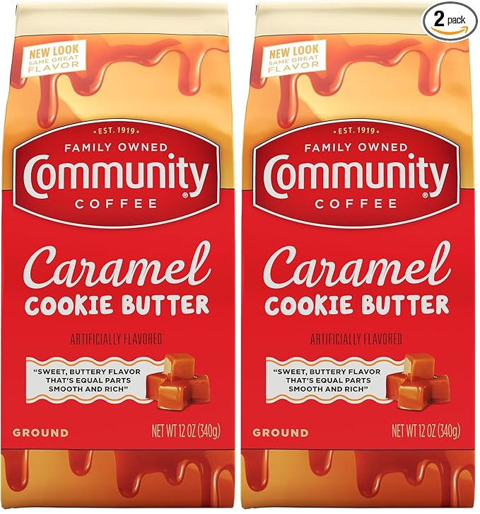 Community Coffee Caramel Cookie Butter Flavored 12 Ounces, Medium Roast Ground Coffee, 12 Ounce Bag (Pack of 2)