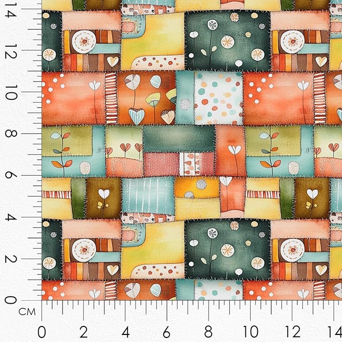 ‍ Patchwork Angel Cotton Fabric Panel – 6 Designs (10×10 inch Each) + Bonus Sheet 29.5×19.6 inch, 100% Cotton 140 GSM, Made in Türkiye