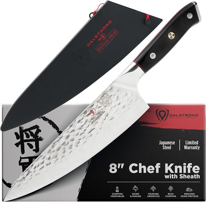 Dalstrong 8" Japanese Chef Knife (Gyuto) — 66-Layer Damascus AUS-10V Steel, Hand-Sharpened 8–12° Edge — For Meal Prep, Sushi, Home Butchering — Shogun ELITE - Full-Tang G-10 Handle, Customer Support