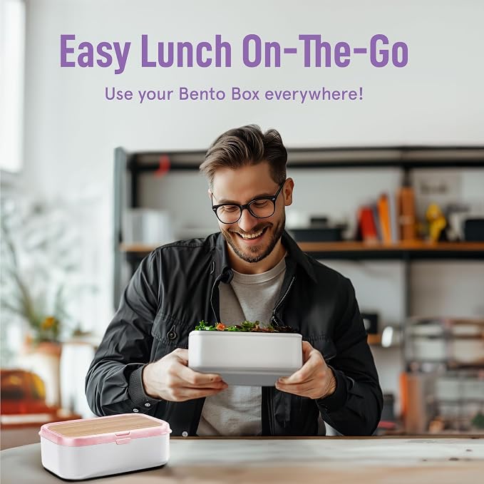 KARRICO Double Premium Bento Box Adult, 67 fl oz BPA-Free - Dusty Pink Stackable Lunch Box with Leak-Proof Lids & Dividers, Perfect for Meal Prep, Lunches & Portion Control