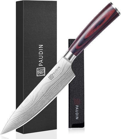 PAUDIN Chef Knife, 6 Inch Sharp Kitchen Knife, High Carbon Stainless Steel Utility Knives with Ergonomic Handle, Small Knifes for Home and Restaurant