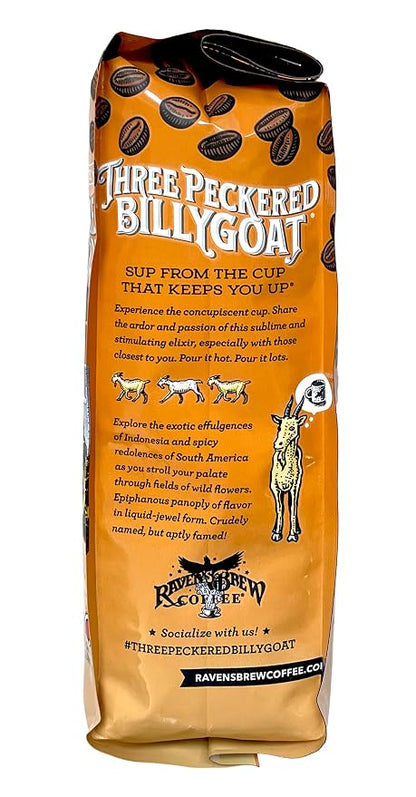Raven's Brew Coffee Bold Organic Coffee Dark Roast Whole Bean - Organic Three Peckered Billy Goat 12oz