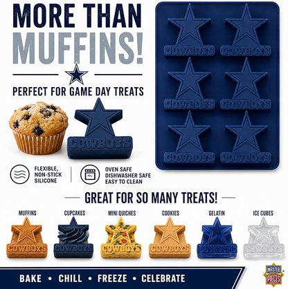FanPans NFL Dallas Cowboys Silicone Muffin Pan - Dishwasher Safe, Great Dallas Cowboys Gifts for Men
