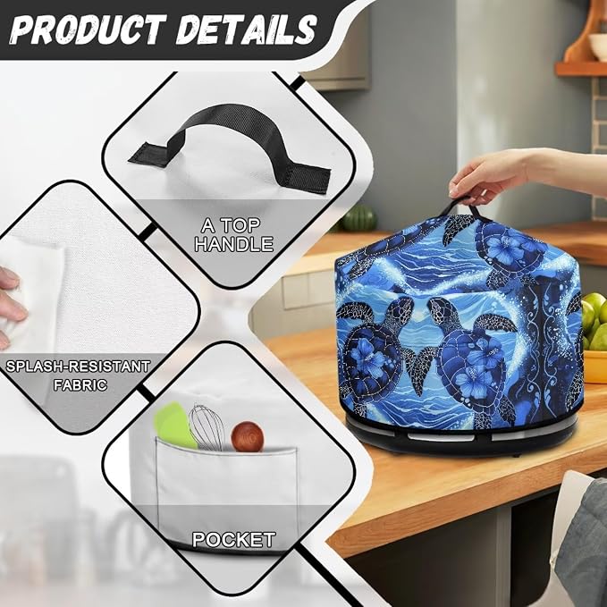 Ocean Turtles Slow Cooker Dust Cover with Pocket 6-8 qt Crock for Pot Keep Small Kitchen Appliance Clean Kitchen Home Accessories Ornate Patterns Decor Cover