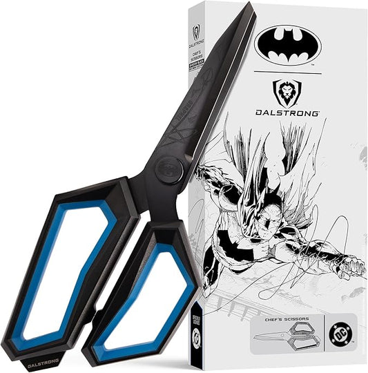 Dalstrong Kitchen Scissors - BATMAN™ Edition - Shadow Black Edition - Heavy-Duty 3CR13 Stainless Steel - Black Titanium Coating - ABS & TPR Handles Shears - Detachable DC Artwork Blade - Collectible