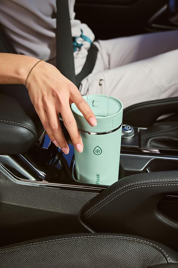ThermoFlask Stainless Steel Travel Coffee Tumbler with Sip-N-Lok Auto-Seal Lid (16 oz, Pitch Black) - Leakproof Insulated Mug for Coffee & Tea