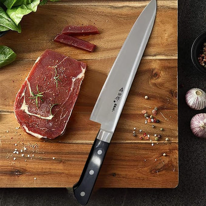 Japanese Chef Knife 10.6 inches, Professional Japanese Gyuto Knife with Black Ergonomic Handle for Household or Work