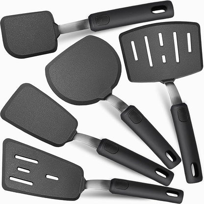 Mixed 5 Piece Silicone Spatula Set for Nonstick Cookware | Heat resistant, Kitchen Cooking Utensils Set, Flexible Stainless Steel Core, Full Silicone, Dishwasher Safe