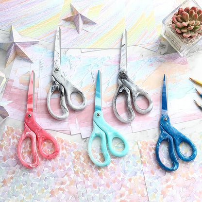 LIVINGO Fabric Scissors All Purpose - Sharp Heavy Duty Shears, Stainless Steel Blades, Marble Grey Color Coating, Smooth Grip for Home Office Crafting Sewing Cutting Clothes, Paper, 8 Inches