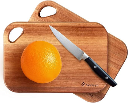 2 Pack Small Acacia Wood Cutting Board for Kitchen 8.6" x 6" Mini Wooden Charcuterie Boards Lightweight Chopping Board Non Toxic Serving Board Tiny Chef Set Camping Fruit Lemon Sandwich Cheese Board