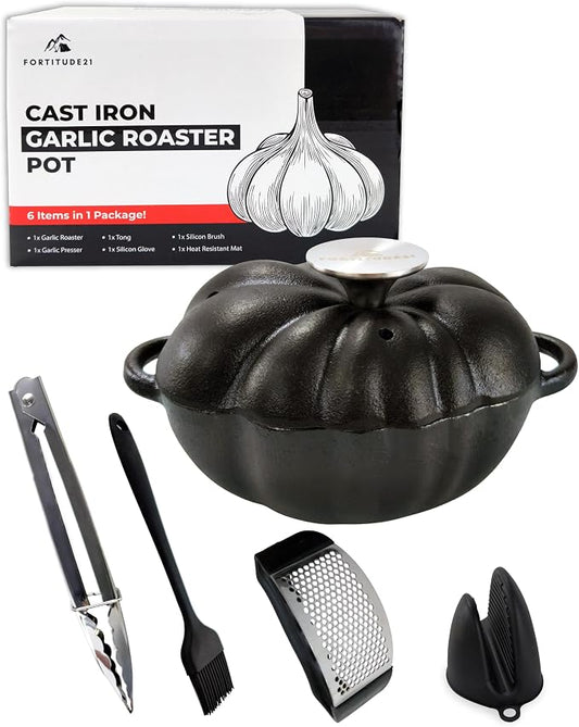 Cast Iron Garlic Roaster, Smoker Roaster, Garlic Roaster Oven, Garlic Baker, Garlic Roasting Pot, Potato Baker, Garlic Cooker, Stove Steamer, Indoor Brisket Smoker