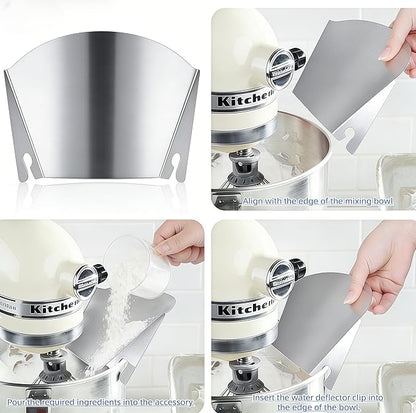 Stainless Steel Pouring Chute Compatible with KitchenAid Stand Mixer, Easy Pouring Guide for Flour & Liquids, Dishwasher Safe