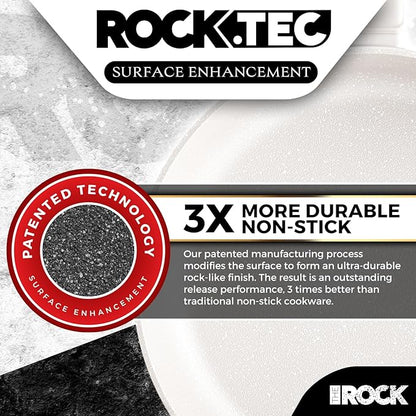 THE ROCK SOHO 9.5-Inch Non Stick Frying Pan with Lid–Nothing Sticks, Never Warps, Lasts Longer, Ceramic Non Toxic Skillet with Heat-Resistant Handle, PTFE PFOA&PFAS Free, Dishwasher Safe, Cream