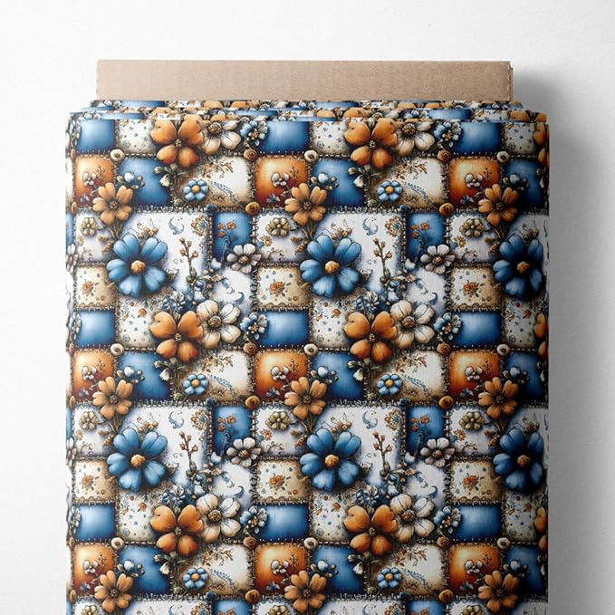 100% Cotton Fabric by the Yard – Turkish Quality Quilting & Sewing Fabric, 1 Yard x 1.69 Yards Wide, Patchwork Cotton for Crafts