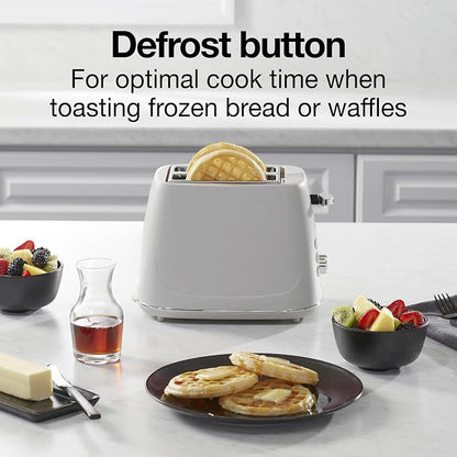 Proctor Silex Plastic 2 Slice Toaster, Bagel, Defrost & Cancel Buttons, Browning Control With 7 Shades, Auto Shutoff, Slide-Out Crumb Tray, Oat White (22660)