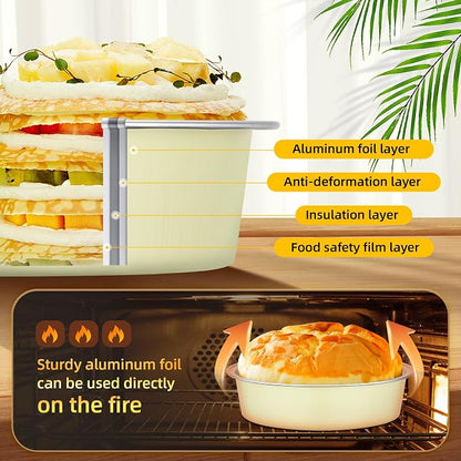 Beasea Disposable Tart Pans with Lids, 120 Pack 7.3oz Mini Pie Tins Creme Brulee Ramekins Aluminum Foil Pie Tart Cake Baking Pans Tins Cheesecake Containers for Birthday Party - Sage Green